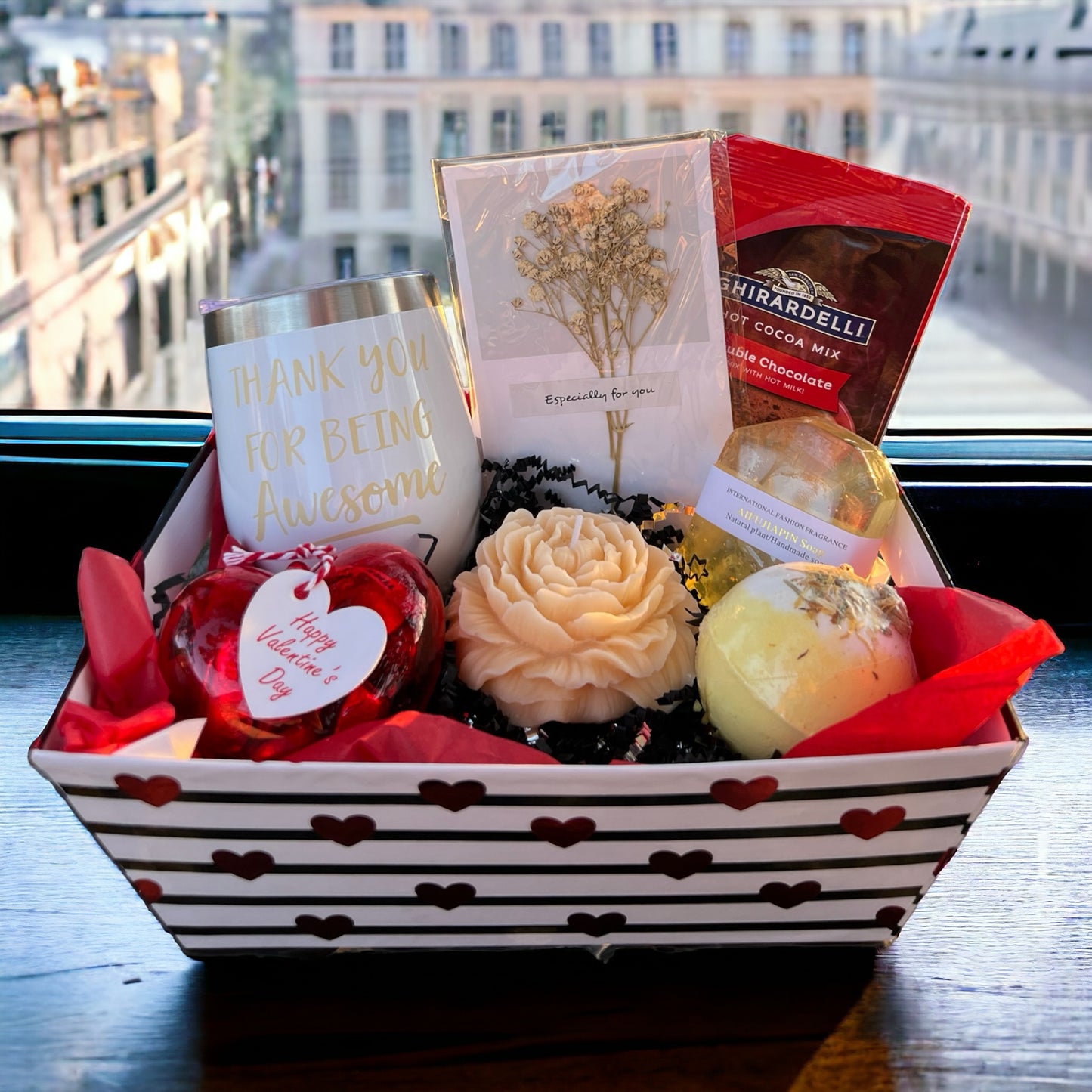 Red Velvet Hearts Valentine's Day Gift Basket